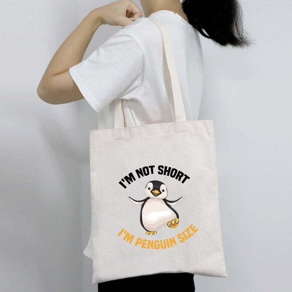 Penguin Tote Bag Funny Quote Canvas Reusable Gift for Penguin Lover - Picture 6 of 7
